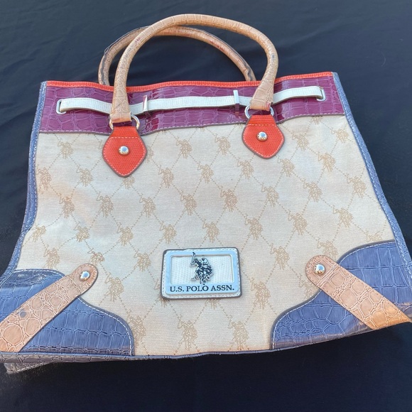 U.S.Polo Assn. Large Shoulder Satchel Handbag Purse Tote Bag - Picture 3 of 15